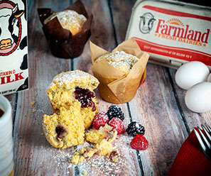 Corn Muffins with Blackberry or Raspberry Jam